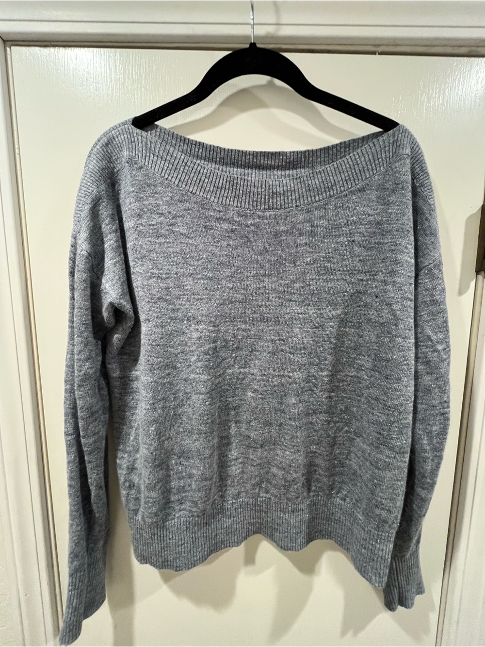 Banana Republic Denim Blue Heather Off-Shoulder Knit Sweater